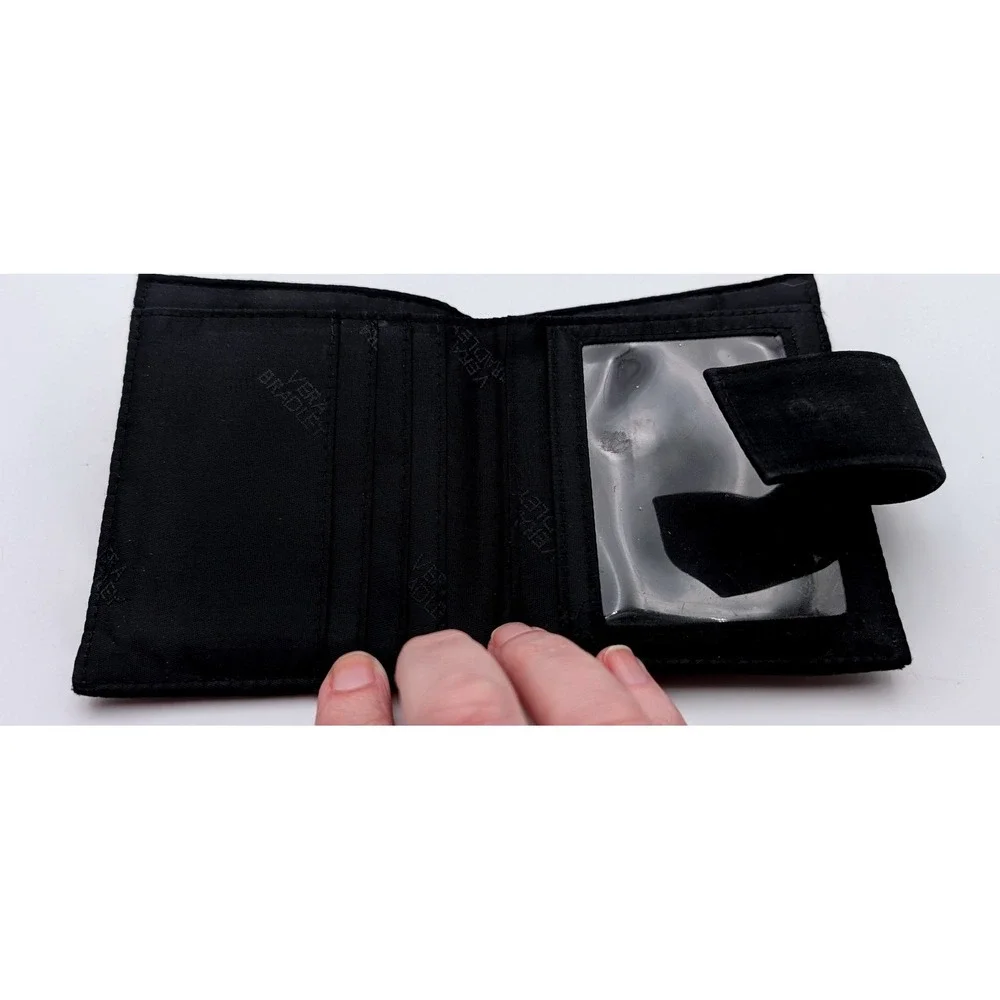 Vera Bradley Black Quilted Microfiber Bifold Wallet with ID Window & Coin Pocket